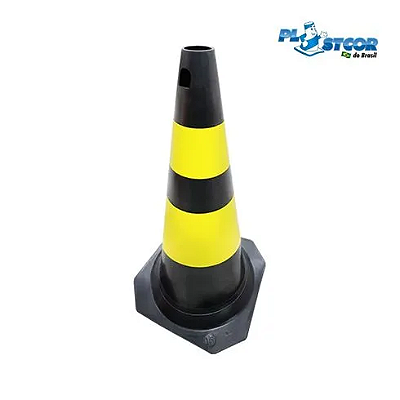 Cone Preto e Amarelo 75cm PLT - Plastcor