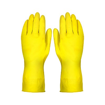 Luva Latex Amarela Acabamento Liso Latex 600 Tamanho 08 - Plastcor