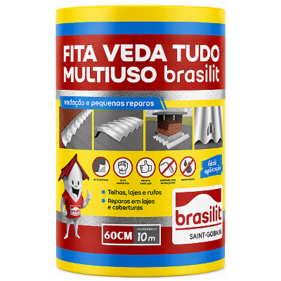 Fita Veda Tudo Multiuso Brasilit 60cm x 10m para Vedação e Impermeabilização