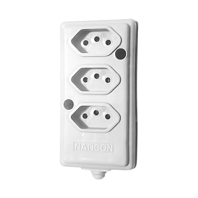 TOMADA BARRA 2P+T. 20A. 3 TOMADAS CINZA - NATICON