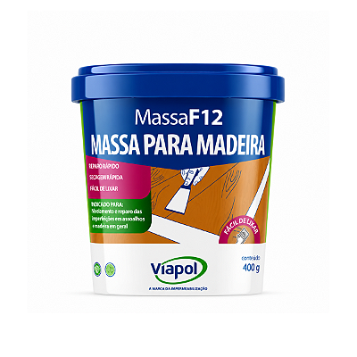Massa F12 Calafetar Madeira Correção Reparo Viapol 400g Branca