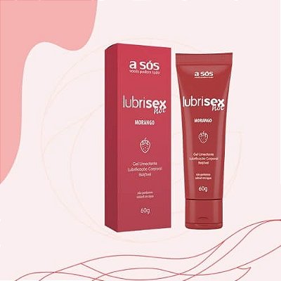 Gel Lubrificante Beijável com Aquecimento Lubrisex Morango Hot - 60g