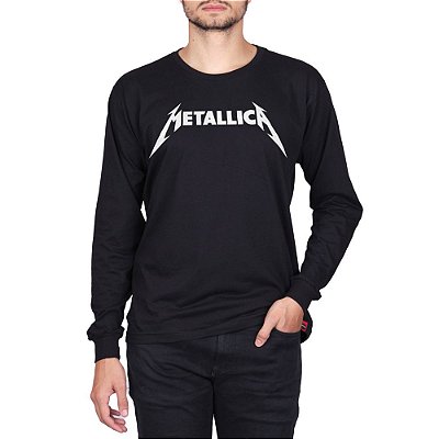 Camiseta Manga Longa Metallica Preta