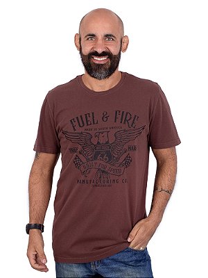 Camiseta Estonada Fuel and Fire Marrom