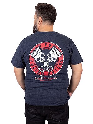 Camiseta Caveira Piston Skull Marinho Indigo