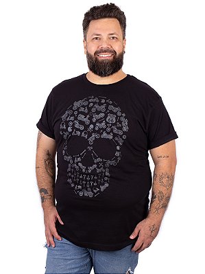 Camiseta Caveira Moto Icon Preta