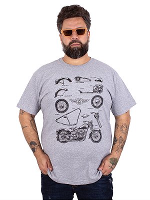 Camiseta Moto Choppers Peças Cinza Mescla