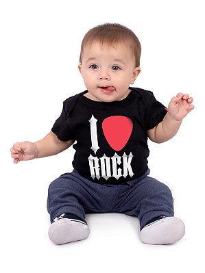 Body Bebê I Love Rock Preto