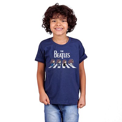 Camiseta Infantil The Beatles Faixa Marinho
