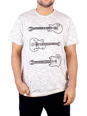 Camiseta Instrumento Tri Guitar Marfim Mesclada