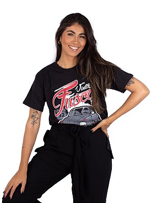 Camiseta Feminina Fusca Rat Preta Jaguar