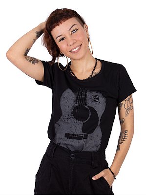 Camiseta Feminina Violão Preta