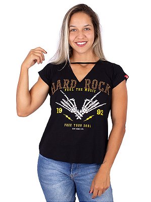 Blusa Choker Hard Rock Preta