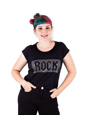 Blusa Gola Redonda Rock Strass Preta