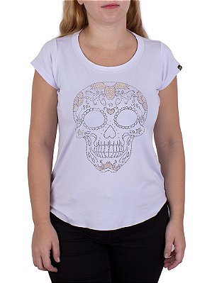 Blusa Gola Redonda Caveira Mexicana II Branca