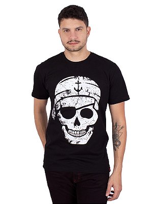 Camiseta Caveira Pirata Preta