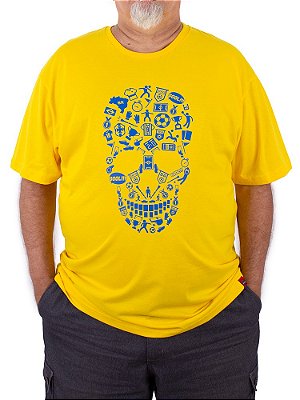 Camiseta Brasil Fut Caveira Amarela