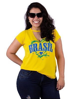 Blusa Choker Brasil Amarela