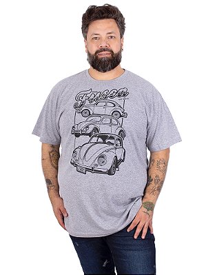 Camiseta Fusca Versões - Cinza Mescla.