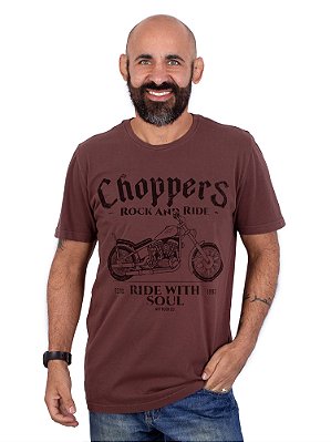 Camiseta Estonada Moto Choppers Soul Marrom