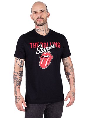 Camiseta Rolling Stones Cursiva - Preta