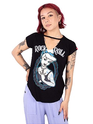 Blusa Choker Princesa Rock Tatuada- Preta