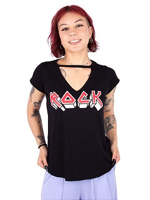 Blusa Choker Rock Iron - Preta