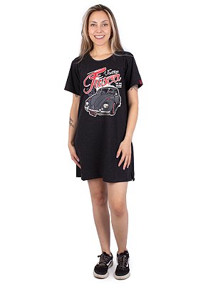 Vestido Tshirt Fusca Rat Preto Jaguar