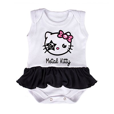 Body Bebê Com Saia Metal Kitty Branco