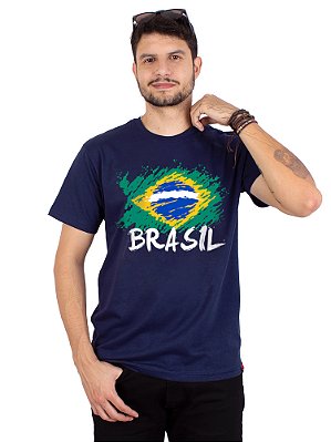 Camiseta Brasil Bandeira Copa Marinho.