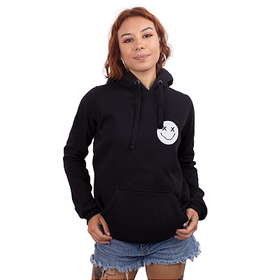 Moletom Feminino Canguru Smile & Rock Preto