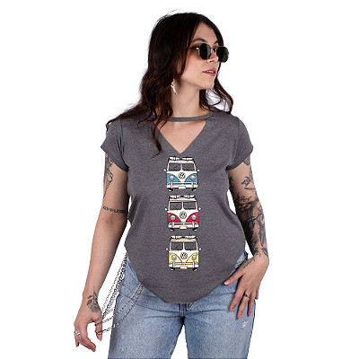 Blusinha Feminina Kombi Trip Grafite