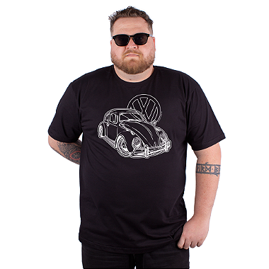 Camiseta Fusca VW Logo Preta.