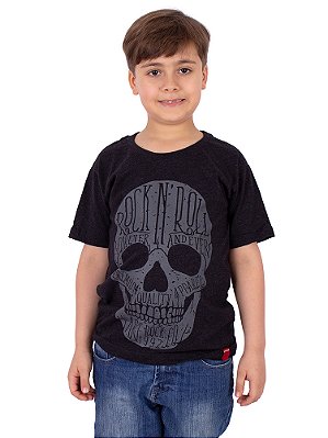 Camiseta Juvenil Caveira Escrita Preta jaguar