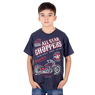 Camiseta Juvenil Moto All Star Choppers Marinho Indigo