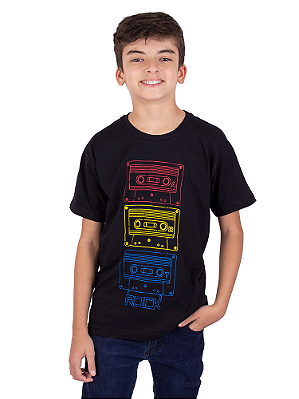 Camiseta Juvenil Fita K7 Color Tape Preta