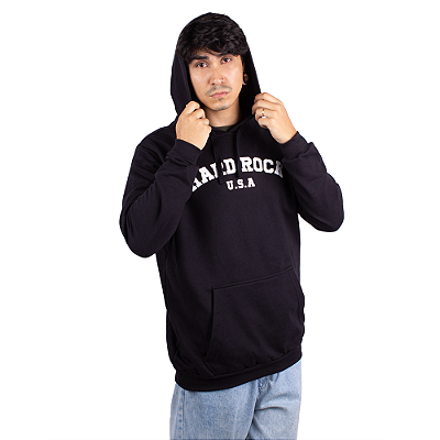Moletom Canguru Hard Rock Relevo - Preto