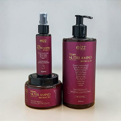 KIT REPARAÇÃO PRÉ E PÓS QUÍMICA NUTRI AMINO - SHAMPOO - MÁSCARA E NUTRI OIL