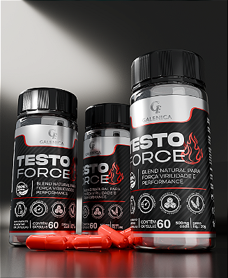TESTO FORCE-Blend Natural para Força, Virilidade e Performance - 3 potes