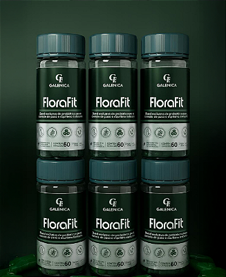 FloraFit - Probióticos para Emagrecer-Saúde Intestinal-Reduz Inchaço Abdominal - 6 Potes