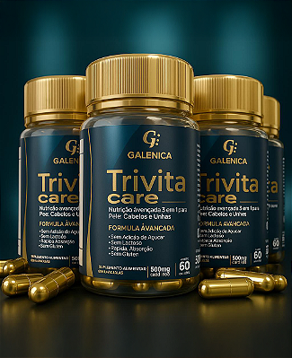 Trivita Care – Nutrição Avançada 3 em 1 para Pele, Cabelos e Unhas - 4 potes