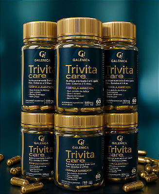 Trivita Care – Nutrição Avançada 3 em 1 para Pele, Cabelos e Unhas - 6 potes