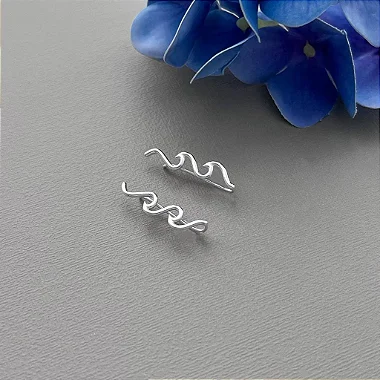 Brinco Earcuff Ondas Prata 925