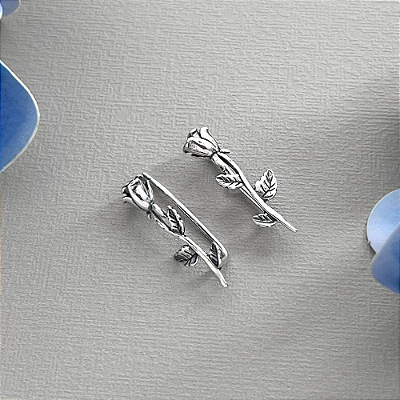 Brinco EarCuff Rosa em Prata 925