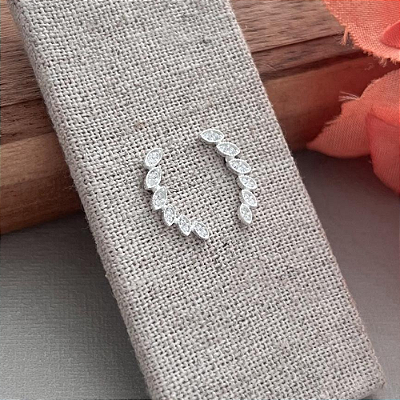 Brinco Earcuff Cravejado com Zircônia - Prata 925