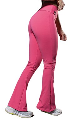 Calça Flare basic rosa chiclete suplex de poliamida - PORLE