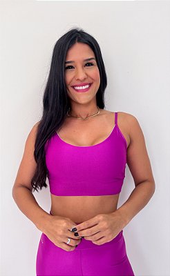 Top Mavie fúcsia suplex de poliamida canelado - PORLE