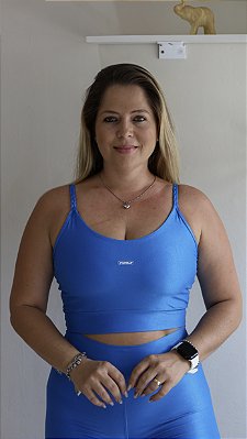 Top Íris azul turquesa trançado suplex de poliamida - PORLE