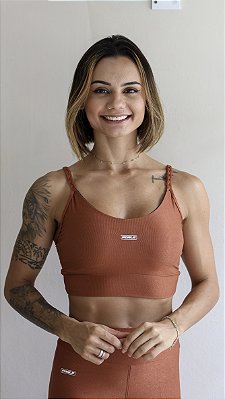 Top Íris terracota trançado suplex de poliamida - PORLE