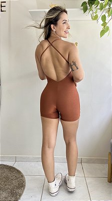 Macaquinho authentic terracota decote costas suplex canelado - PORLE